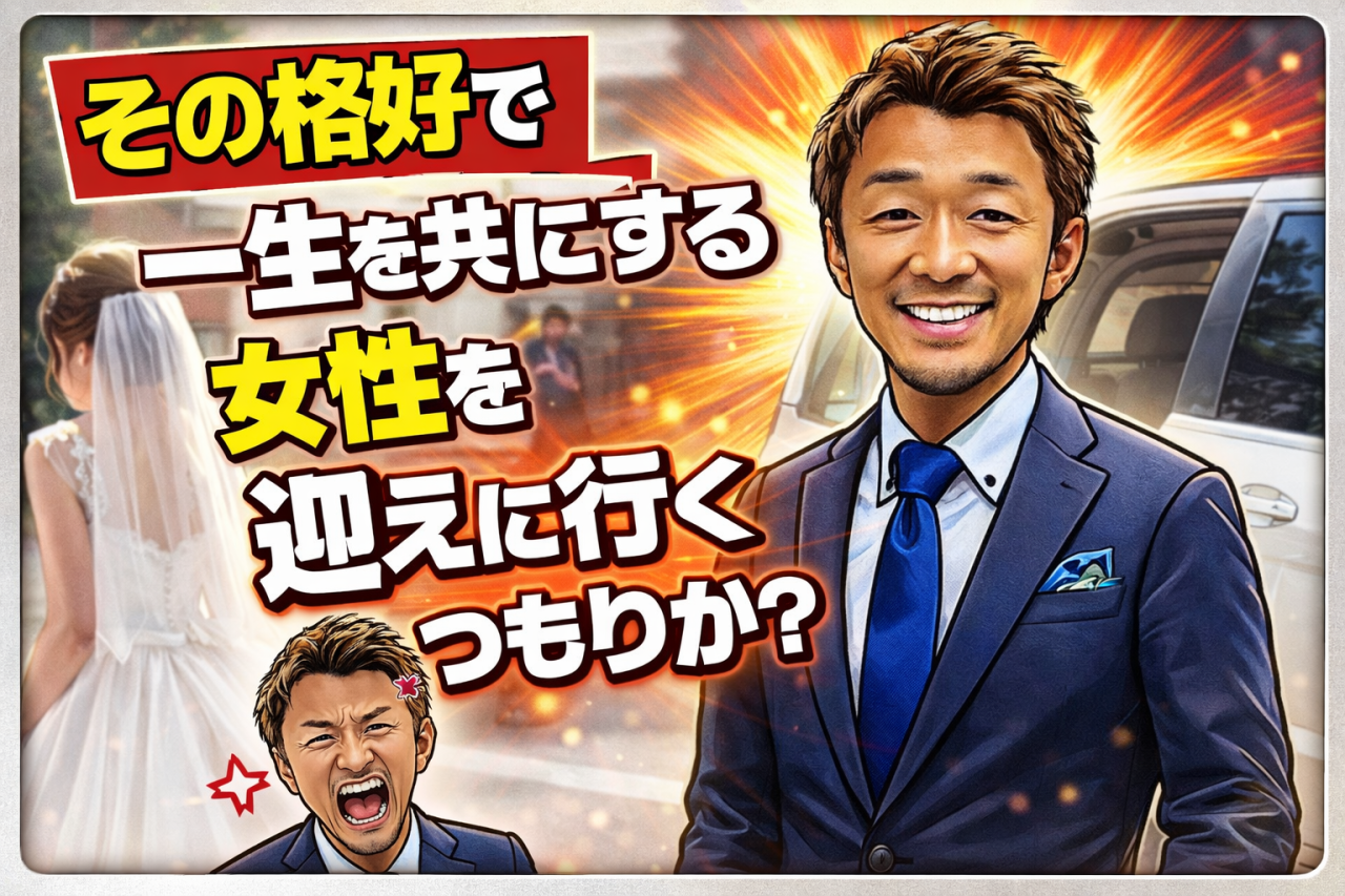 「その格好で、一生を共にする女性を迎えに行くつもりか？」