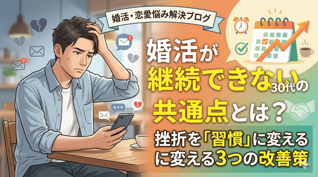 婚活が継続できない30代男性の共通点とは？挫折を「習慣」に変える3つの改善策