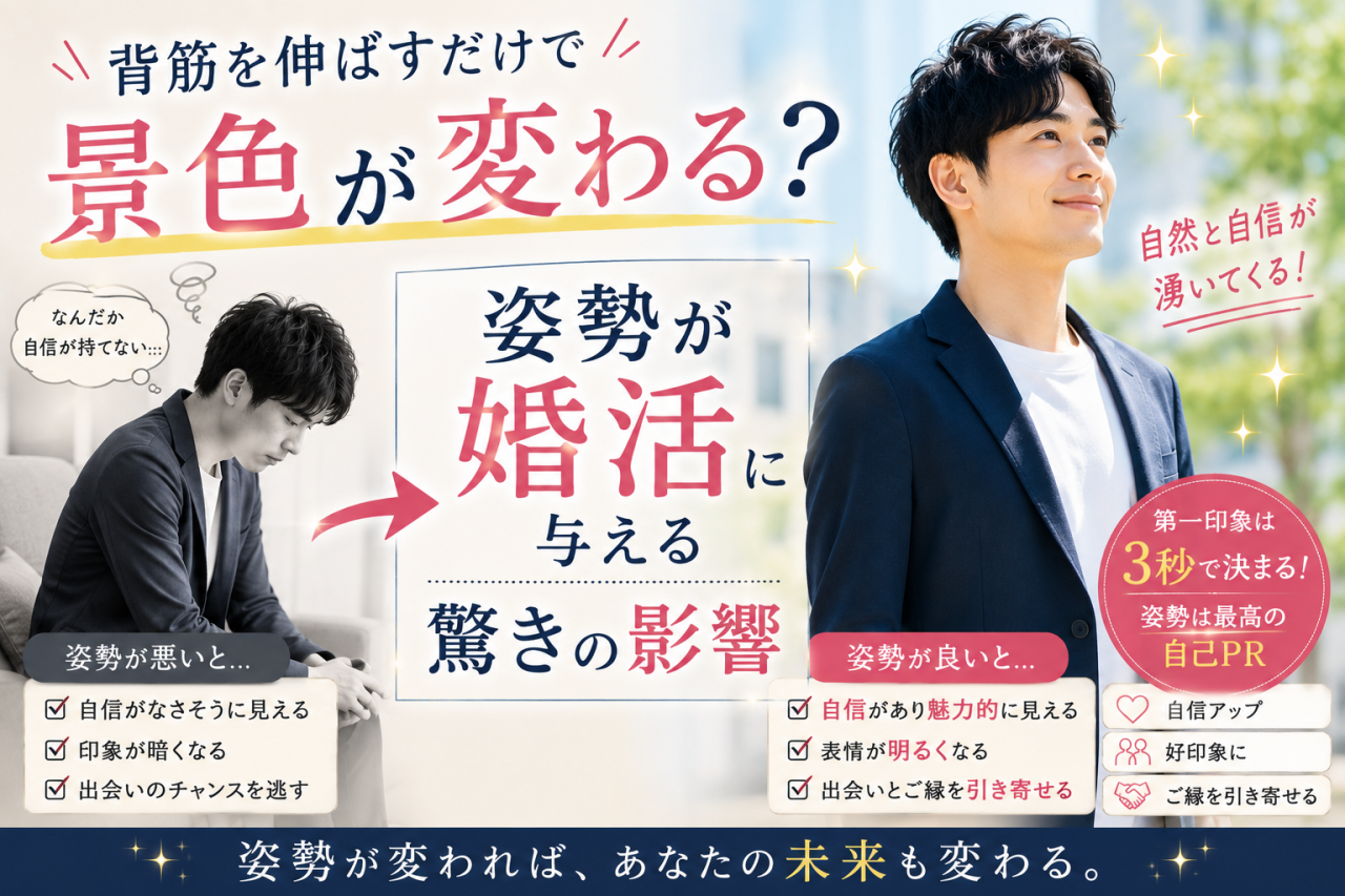 背筋を伸ばすだけで景色が変わる？姿勢が婚活に与える驚きの影響