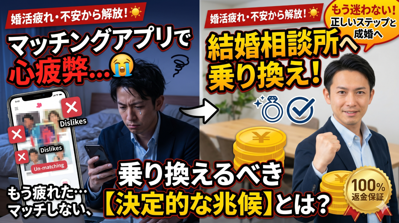 マッチングアプリで心が疲弊した人が結婚相談所に乗り換えるべき兆候