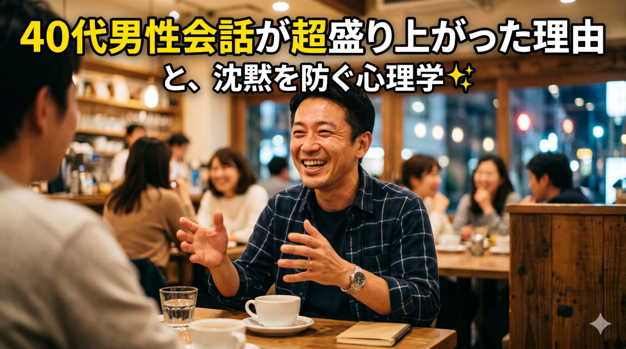 ４０代男性　会話が超盛り上がった理由と、沈黙を防ぐ心理学✨