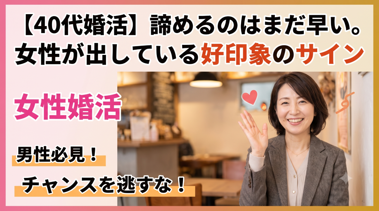 【40代婚活】諦めるのはまだ早い。女性が出している好印象のサイン