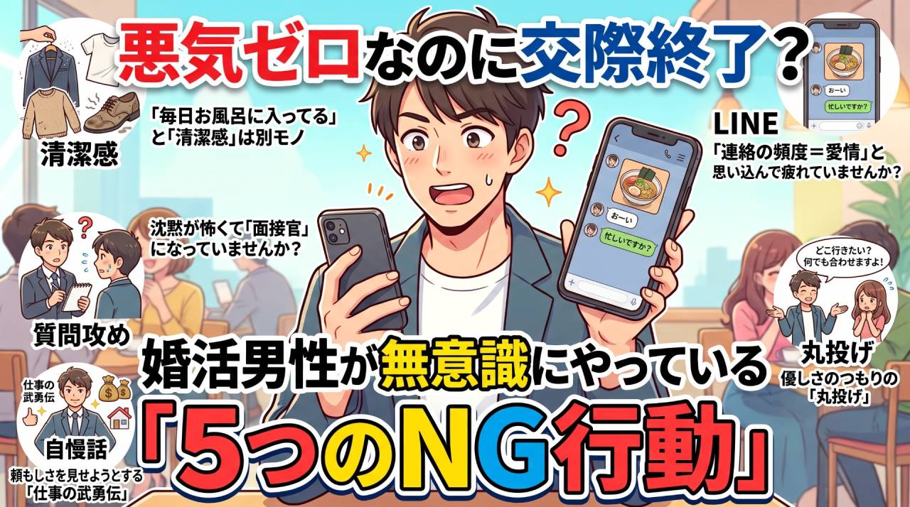 悪気ゼロなのに交際終了?婚活男性が無意識にやっている「5つのNG行動」