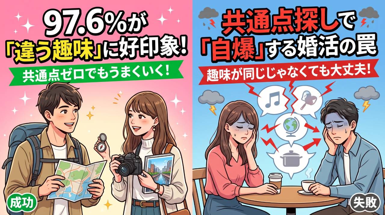 97.6%が「違う趣味」に好印象！共通点探しで自爆する婚活の罠