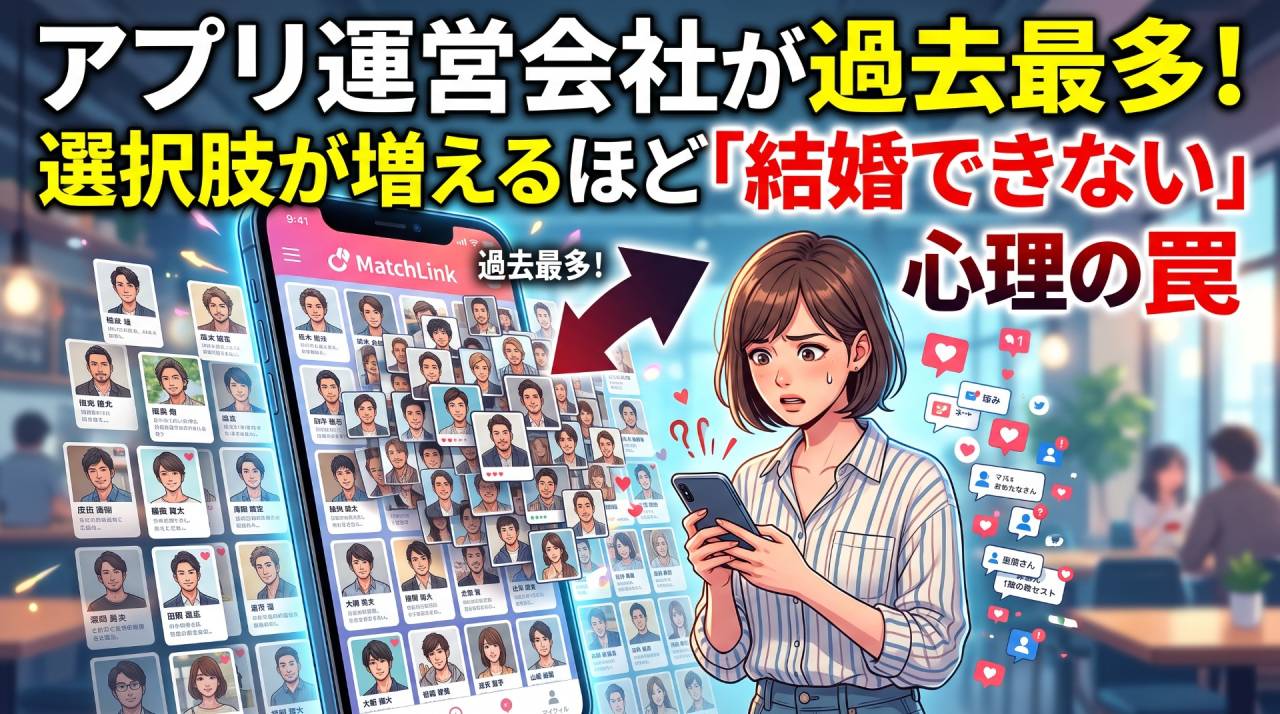 アプリ運営会社が過去最多！選択肢が増えるほど「結婚できない」心理の罠