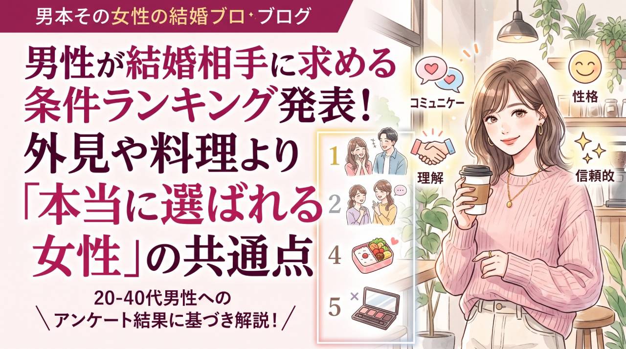 男性が結婚相手に求める条件ランキング発表！外見や料理より「本当に選ばれる女性」の共通点