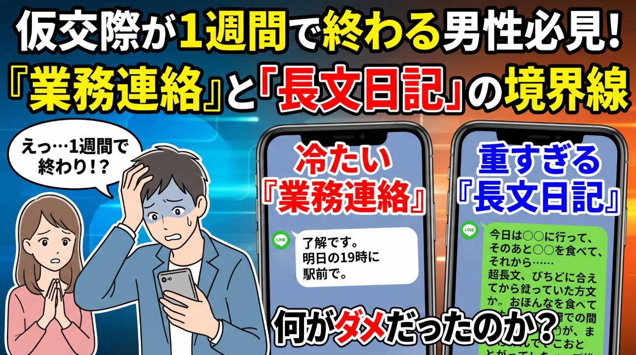 仮交際が1週間で終わる男性必見！「業務連絡LINE」と「長文日記」の境界線