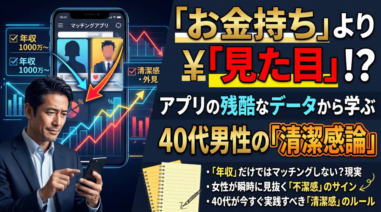 「お金持ち」より「見た目」?アプリの残酷なデータから学ぶ40代男性の清潔感論